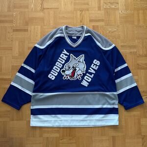 Vintage Sudbury Wolves CCM Maska Air Knit Hockey Jersey Minor League Moose